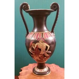 Vintage Reproduction Greek Pottery Panathenaic Amphora Achilles Kills Kephalos